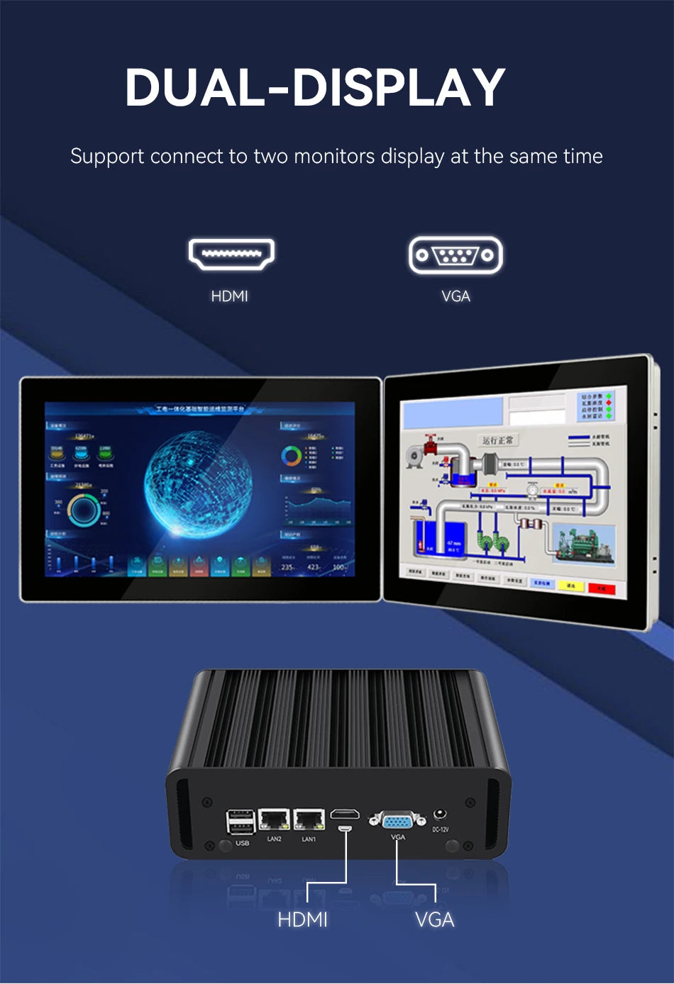 Fanless Industrial Mini PC Intel N100 J6412 Dual LAN 2xCOM RS485 6USB 4G SIM GPIO WiFi Support Computer
