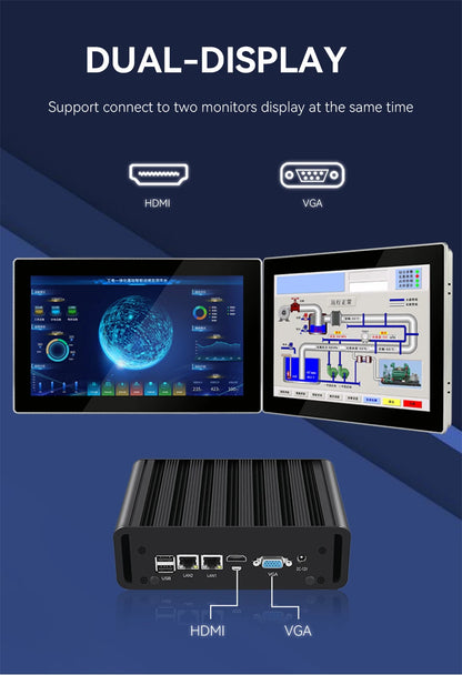 Fanless Industrial Mini PC Intel N100 J6412 Dual LAN 2xCOM RS485 6USB 4G SIM GPIO WiFi Support Computer