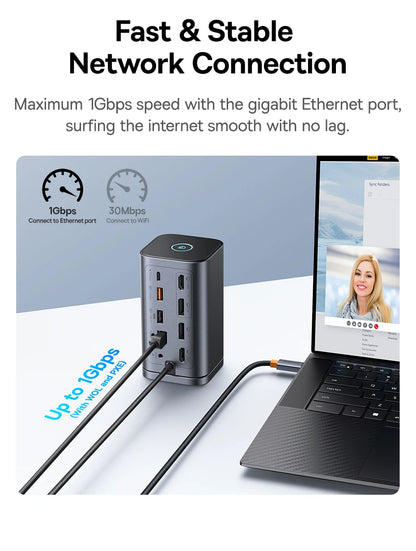 Baseus 11/12-i-1 USB-C-docka med flera skärmutgångar och PD