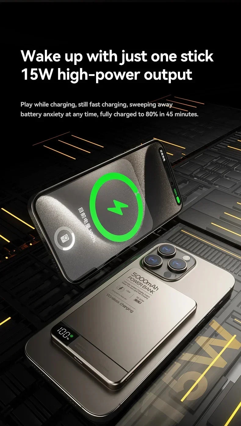 Lenovo 500000mAh Magnetic Power Bank Super Fast Charging for Magsafe Wireless External Battery Powerbank for iPhone Samsung