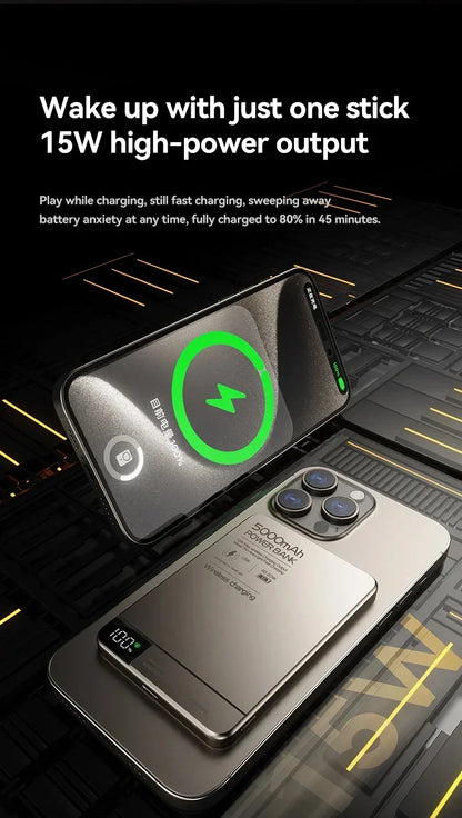 Lenovo 500000mAh Magnetic Power Bank Super Fast Charging for Magsafe Wireless External Battery Powerbank for iPhone Samsung