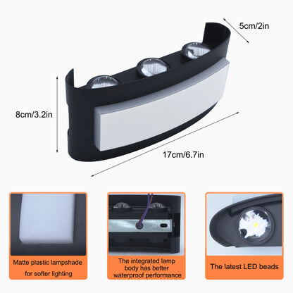 LED Vägglampa Aluminium – Varmvit 3000K, Svart, 7–11W, Vattentålig, Ute & Inne, 85–265V
