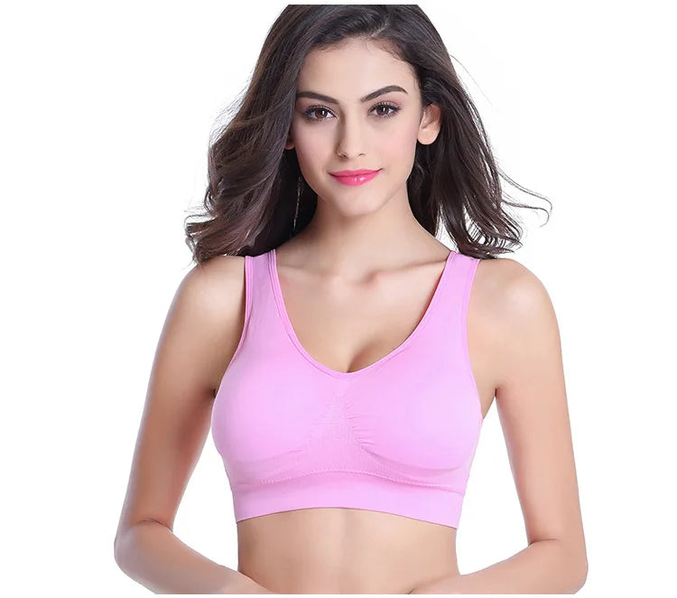 3PCS/lot Hollow out Breathable Sports Bra With Pad Plus Size Seamless Vest For Women Active Wirefree Brassiere Push Up Bra S-6XL