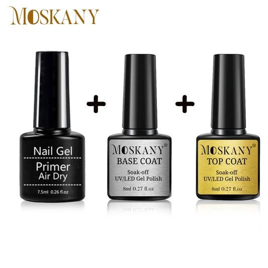 Nagelset med baslack, toplack och primer