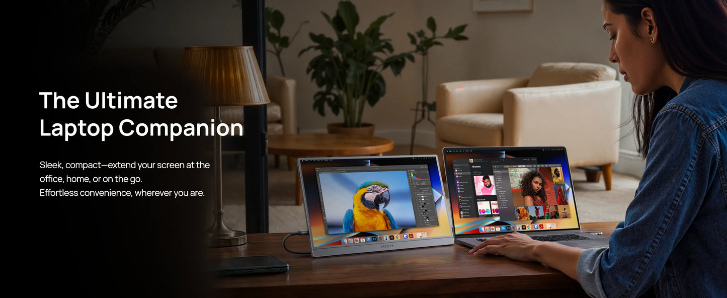 ARZOPA 16.1 inch 1920×1080 Portable Monitor HDR10 60HZ 100% SRGB External Second Screen for Laptop, PC, PS5, Mac, Xbox-Z1C Grey