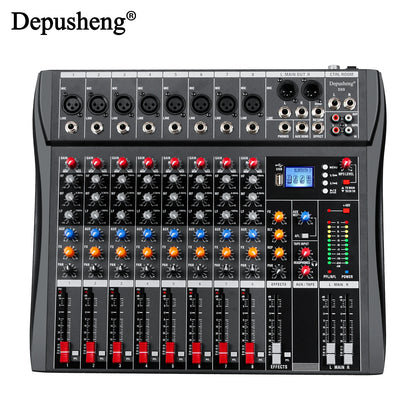 Audio Mixer 6/8/12 Channels Professional DJ Mixer LR Microphone/Line Input, AUX, FX Processor MP3, Headphones, +48V Phantom