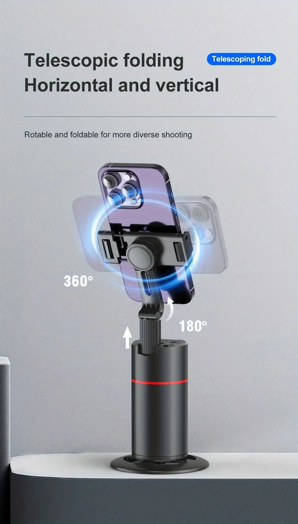 P02 360 ° Rotation Desktop Phone Stand Automatic Face Tracking for iPhone 16 15 Samsung S23 Xiaomi Handheld Gimbal Selfie Stick