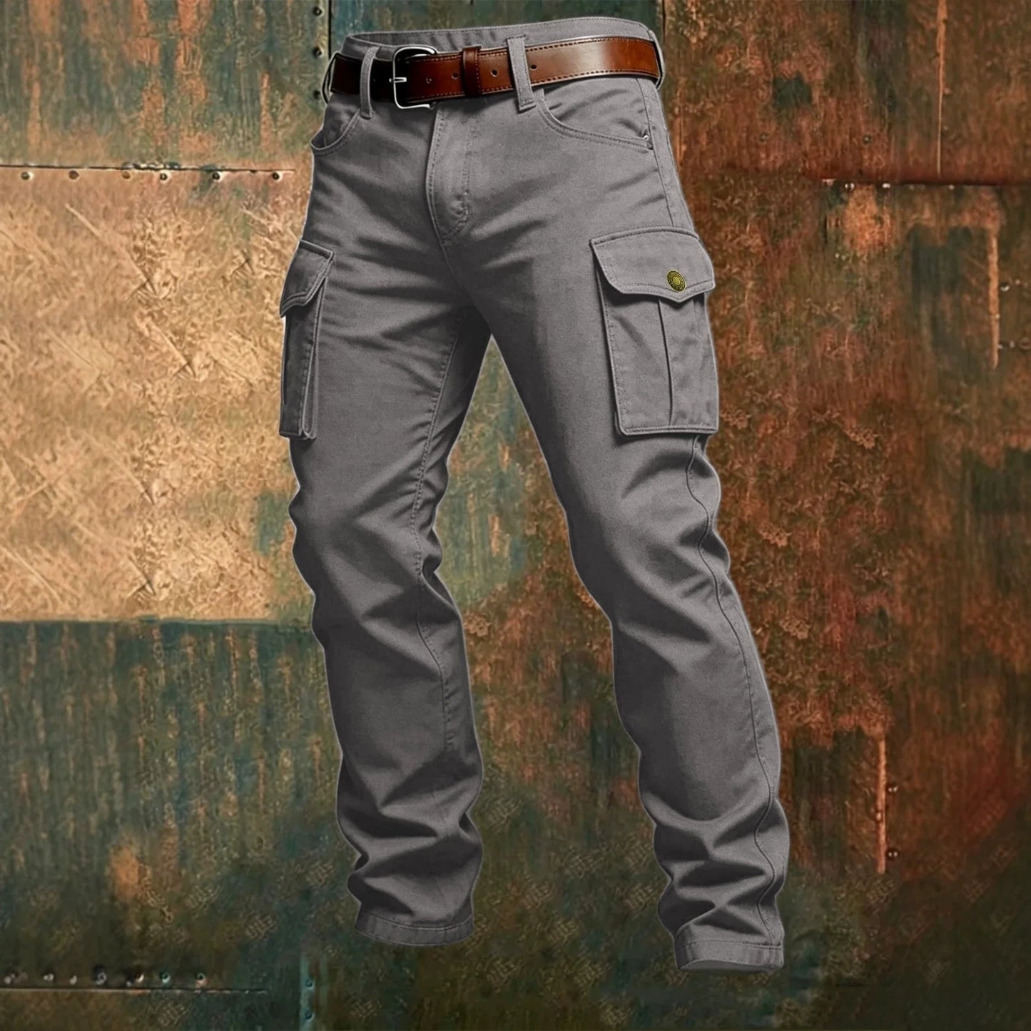 Male New Men Cotton Autumn Winter Patchwork Cargo Pants Multi Pocket Straight Tactical Work Outdoor Daily Wear Trousers 4 Colors