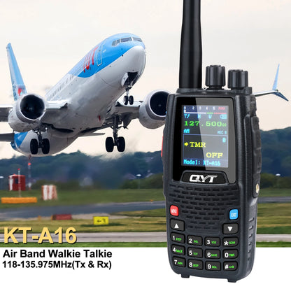 QYT KT-A16 Air Band Tx Handheld Walkie Talkie 118.000-136.999MHz TX Rx Aviation Portable Radio 6Watt 200Ch NoAA Weather Forecast