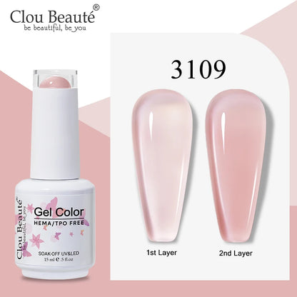 Clou Beaute Semi-transparent Jelly Color UV Gel Manicure Gel Nail Nail Supplies For Professionals Semi-permanent Varnish 15ml