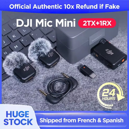 DJI Mic Mini trådlös streamingmikrofon – brusreducering och laddfodral
