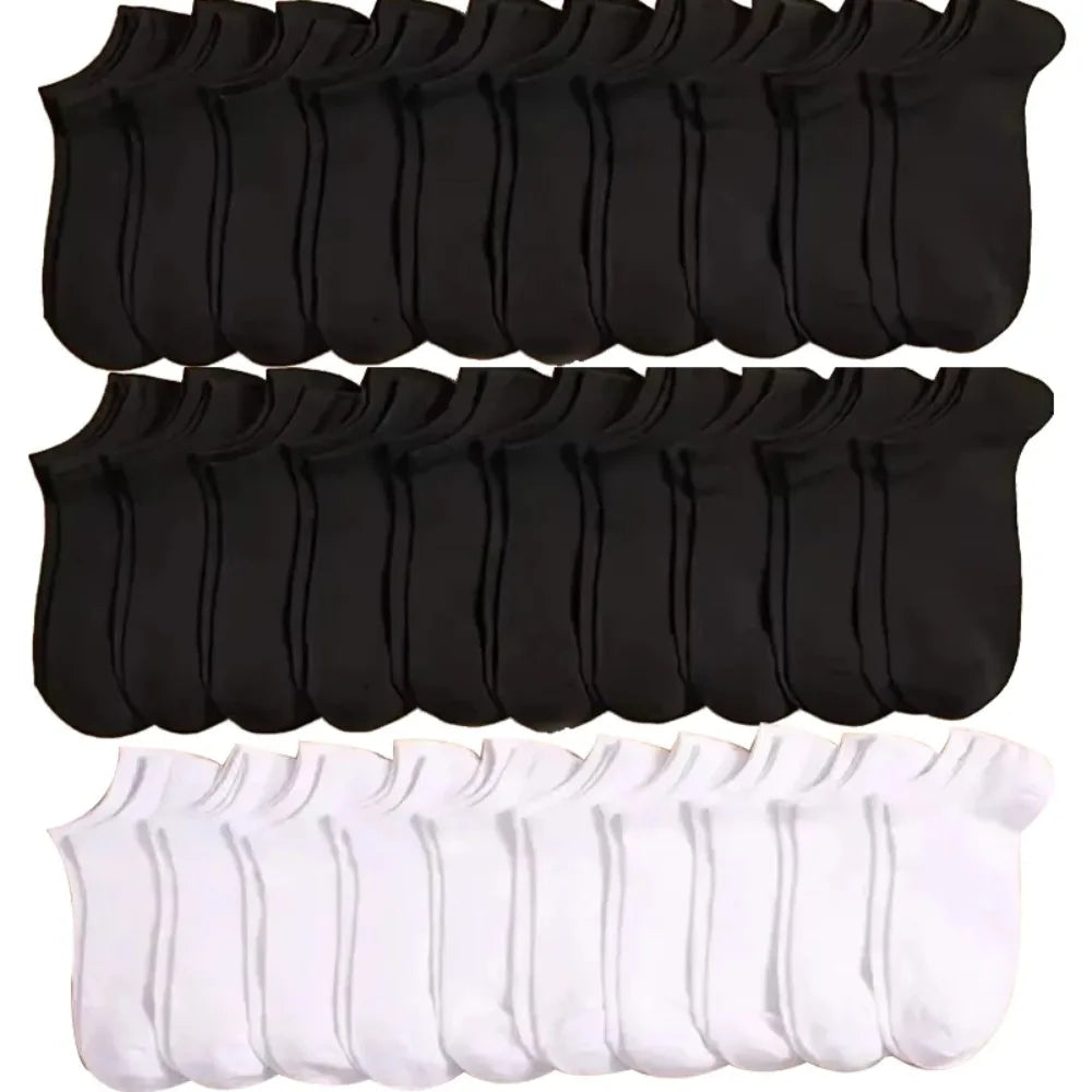 Unisex Båtsockor – Tunna, Andningsbara, Anti-lukt, 6–40-pack, Svart/Vit/Grå