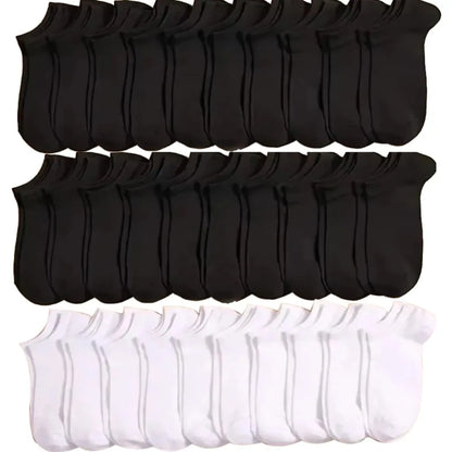 Unisex Båtsockor – Tunna, Andningsbara, Anti-lukt, 6–40-pack, Svart/Vit/Grå