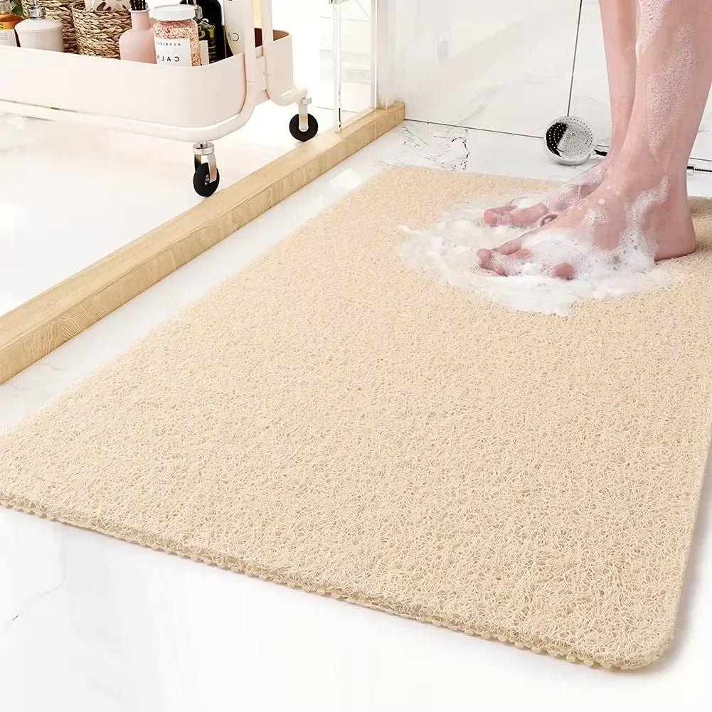 1pcs Shower Mat Bathtub Mat,24x16 inch, Non-Slip Bath Mat with Drain, Quick Drying PVC Loofah Bathmat for Tub Shower,Bathroom