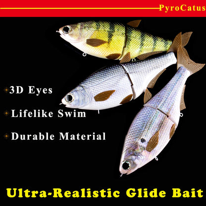 PyroCatus Big Game Glide Shad Baits 23cm/140g Sinking Hard Body Baits Soft Tail Fishing Lures Jointed Swimbait Tackle