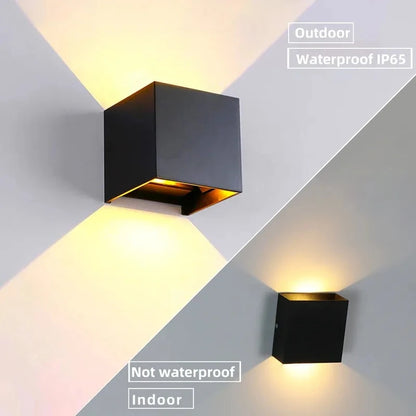 IP65 LED Kubvägglampa 6W/12W – Justerbar Vinkel, Inne & Ute, Aluminium, Varm/Kall/4000K