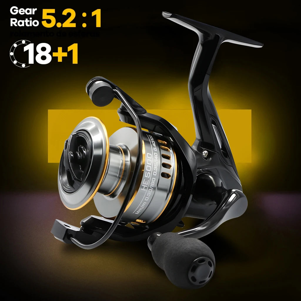 Rooblinos HE Spinning Reels Ultralight Metal 5.2:1 Gear Ratio 1000-7000 Saltwater Or Freshwater Big Max Drag Fishing Reels