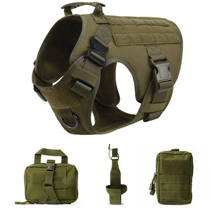 Taktisk Militärhundsele & Koppelset – För Schäfer, Golden Retriever & Stora Raser, S–XL