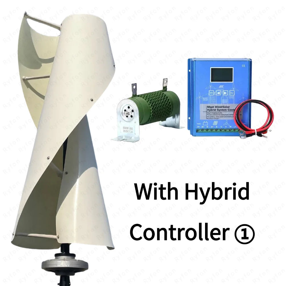 Vertikal Vindturbin 10kW/20kW 12V/24V/48V – Kärnlös Magnetlevitation Lågbullrig MPPT Hybrid Sol+Vind Off-Grid Hushåll
