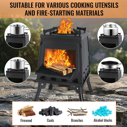 Vikbar Vedeldad Campingkamin – Kolstål Utomhus Vedspis BBQ Camping Vandring Picknick med Bärväska