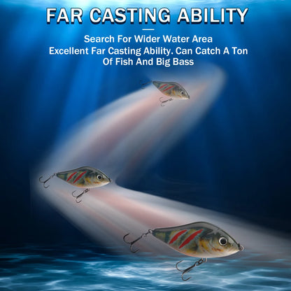 GOBASS Slider Jerkbait 6cm/8cm/10cm Slow Sinking Musky Wobbler Pike VIB Hard Bait Crankbait Plastic Fishing Lures Pesca Leurre