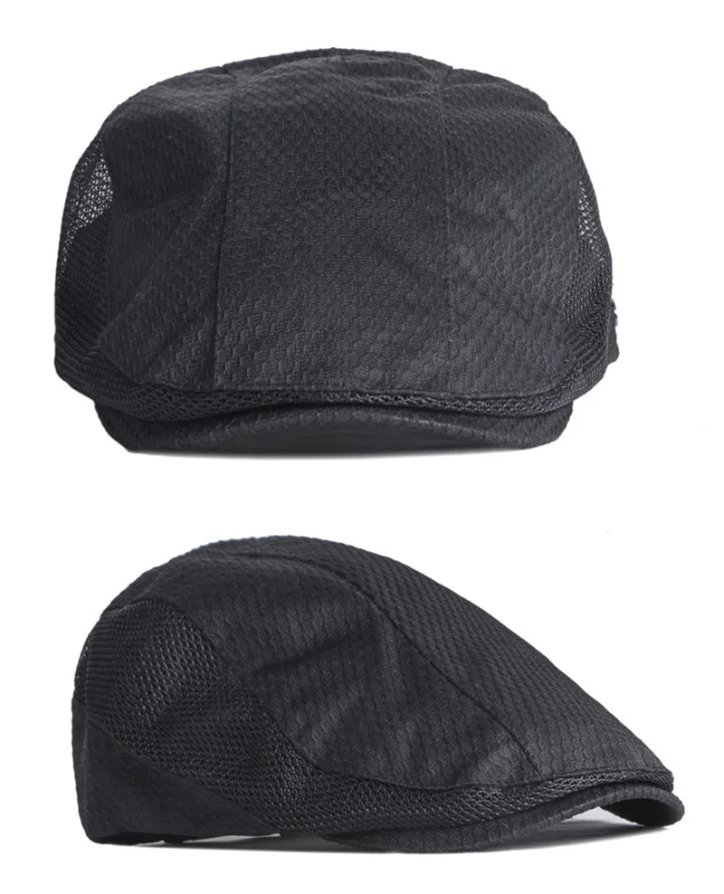 Summer Beret Hats for Man Forward Cap Women Hollow Mesh Breathable Flat Peaked Caps Fashionable Outdoor Cap Adjustable