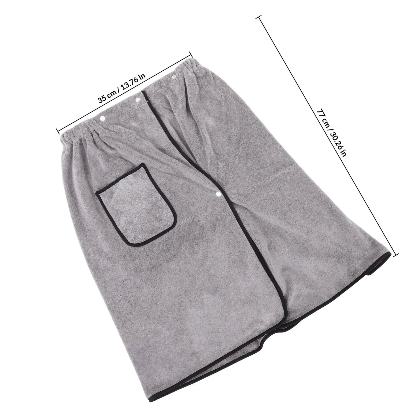 Men Wearable Bath Wrap Adjustable Snap Closure Coral Fleece Towel Highly Absorbent Drying for Bathroom Pool Beach Spa