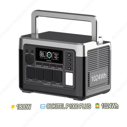 OUKITEL P1000E Plus Portable Power Station 1800W Solar Generator 1024Wh Lifepo4 Battery Home Backup Outdoor Camping Mobile Power