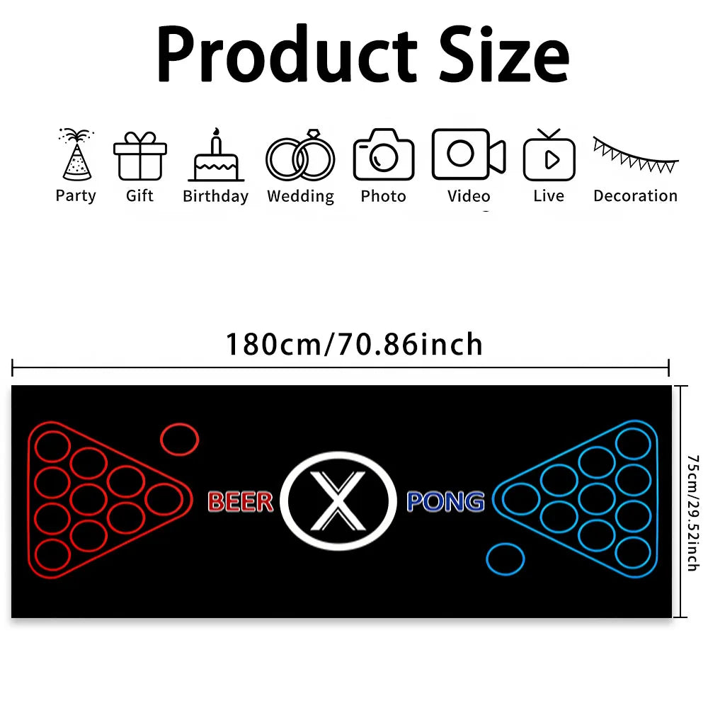 Beer Pong Game Table Runner Drinking Games for Adults Party and Drinking Game Nights Does Not Include Cup and Ping Pong Ball