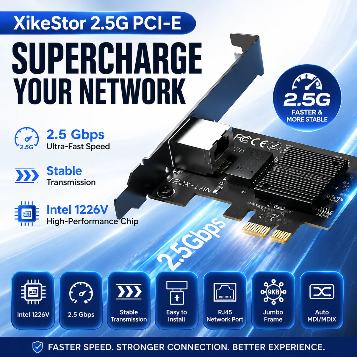 XikeStor PCIe-nätverkskort 2,5 GbE – Intel I226-V