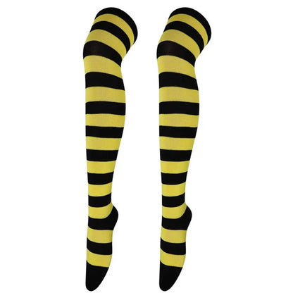 Dam Lolita Overknee Strumpor – Randiga Thigh High Cosplay, 25 Färgkombinationer One Size