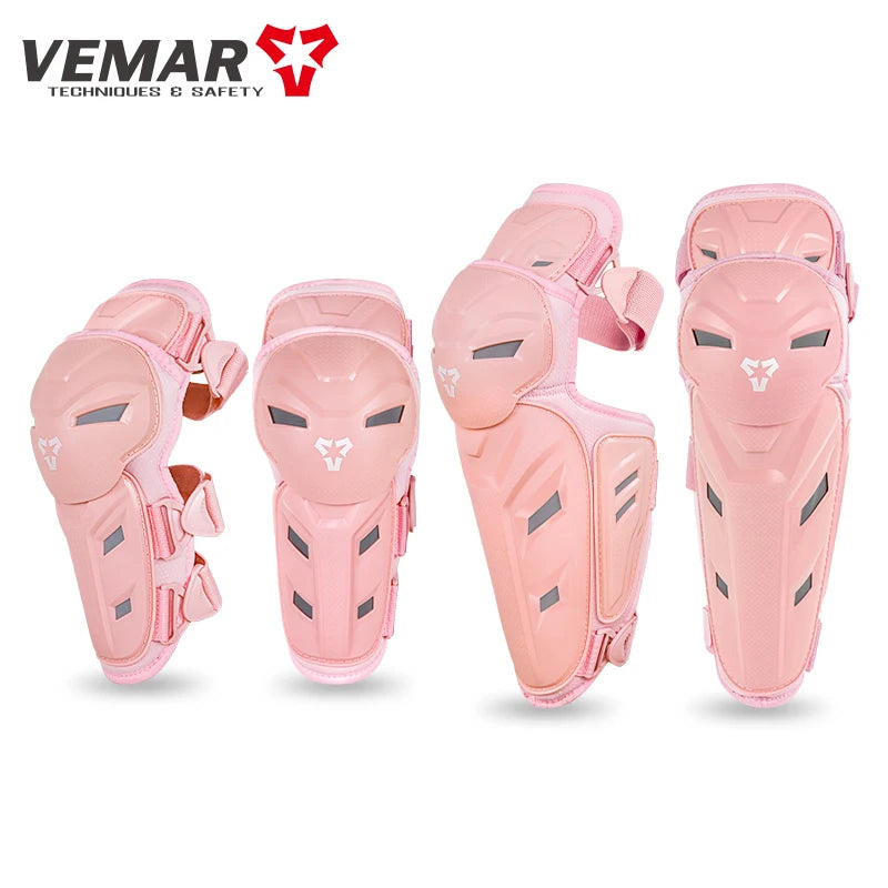 Motocross Knee Pads & Elbow Pads Set Adult Black Pink Leg And Elbow Protective Gear for Dirt Bike Motorcycle For Riding M-L