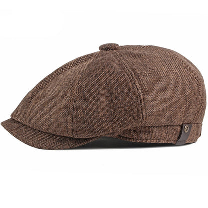 HT4668 Beret Cap Spring Summer Sun Hat Men Women Retro Artist Painter Linen Beret Hat Male Female Octagonal Flat Cap Mens Berets