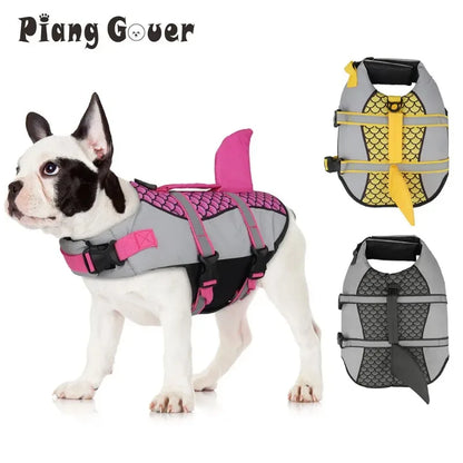Shark Dog Life Jacket Enhanced Buoyancy Small Dogs Swimming Clothes Safety Vest with Handle for Medium Large Dog Surfing Costume
