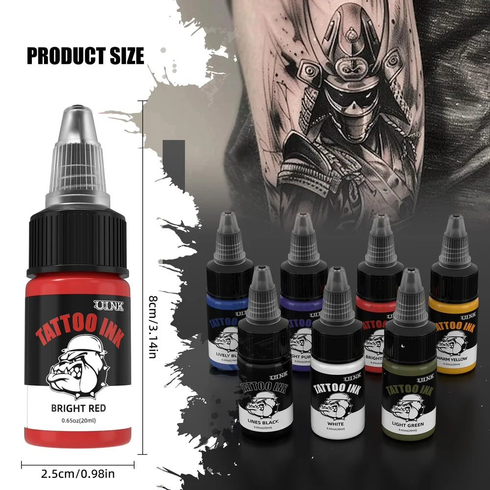 DQFART UINK Tatueringsbläck 7-pack 20ml – CPNP Vattenbaserat 36 Mån Hållbarhet Body Art Nybörjare & Proffs 2026