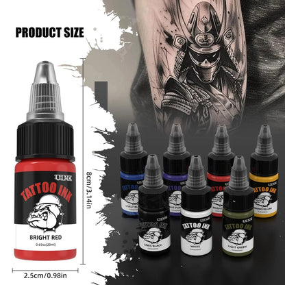 DQFART UINK Tatueringsbläck 7-pack 20ml – CPNP Vattenbaserat 36 Mån Hållbarhet Body Art Nybörjare & Proffs 2026