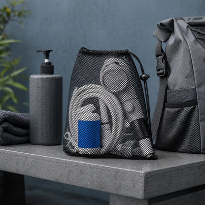 Portabel Campingdusch – Elektrisk Pump 4000mAh, Digital Display, Slang & Krok, Blå