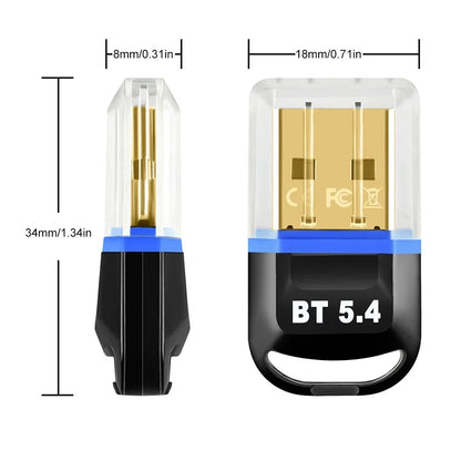 USB Bluetooth 6.0 Adapter Bluetooth 5.4 Dongle Bluetooth Receiver & Transmitter for Bluetooth Keyboard/Mouse/Headphone/Speaker