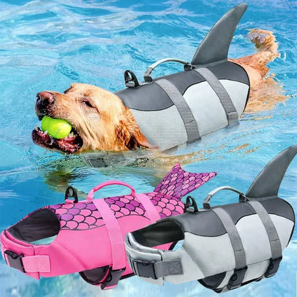 Shark Dog Life Jacket Enhanced Buoyancy Small Dogs Swimming Clothes Safety Vest with Handle for Medium Large Dog Surfing Costume