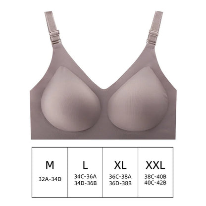 Women's Seamless Bras Ladies Thin Style Jelly Color Soft Bra Wireless Underwear Comfortable Lingerie Deep V Gather