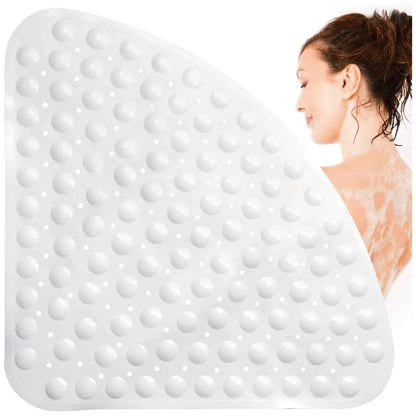 Japanese Style  Corner Fan Shape Bathroom Shower Mat Non Slip Suction Cup Bath Mat Quick‑Drain Anti‑Fall Shower Room Floor Mat
