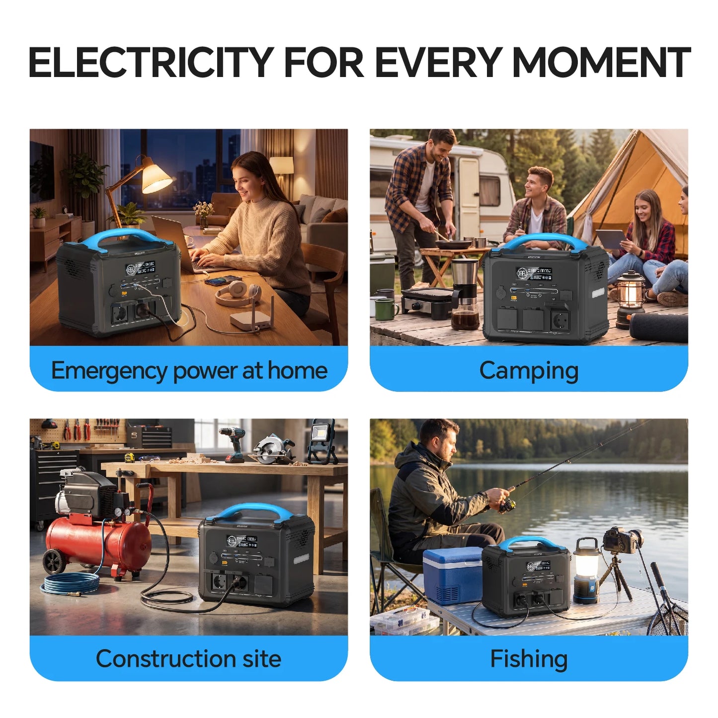 Necespow Outdoor Portable Power Station 2000W Solar Generator Pure Sine Wave for Camping RV Road Trip Outdoor Adventure Emergency Power Supply