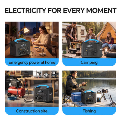 Necespow Outdoor Portable Power Station 2000W Solar Generator Pure Sine Wave for Camping RV Road Trip Outdoor Adventure Emergency Power Supply