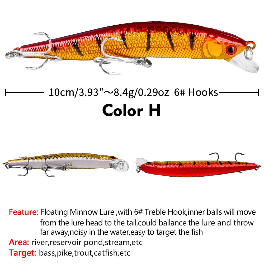 Floating Fishing Lure 8.4G 10CM Urgent Fishing Minnow Crank Lure Swinger Fishing Lure Set Processing Artificial Lure Kit