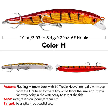 Floating Fishing Lure 8.4G 10CM Urgent Fishing Minnow Crank Lure Swinger Fishing Lure Set Processing Artificial Lure Kit