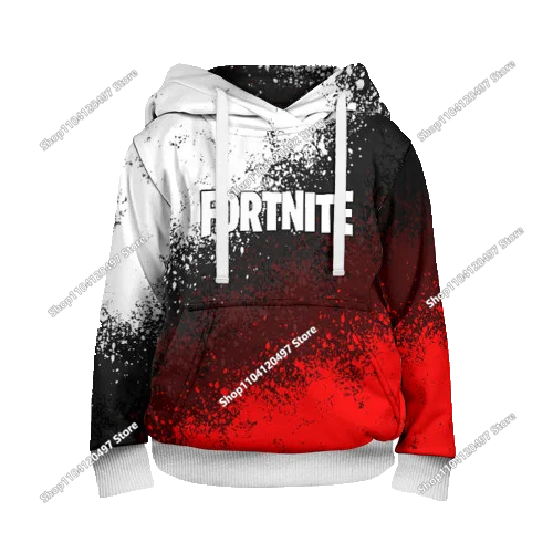 Fortnite Hoodie Barn & Vuxna – 3D-tryckt Animerad Pullover Polyester Casual Streetwear Storlek 110–160cm + Vuxenstorlekar