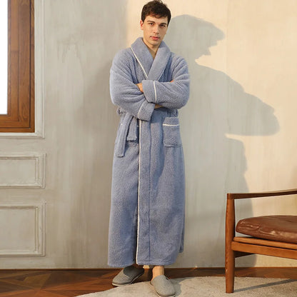Female Autumn and Winter Warm Long Flannel Thick Couple Bath Bathrobes Men Women Pajamas Shower Robe Bath Towels For Adults