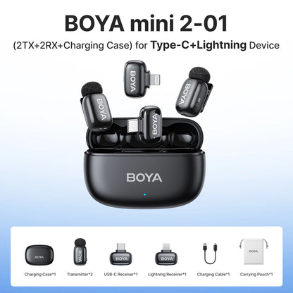 BOYA Mini 2 Wireless Lavalier Microphone AI Noise Reduction Mini Mic for iPhone 6-14/15-17 USB-C Android Phone Video Recording