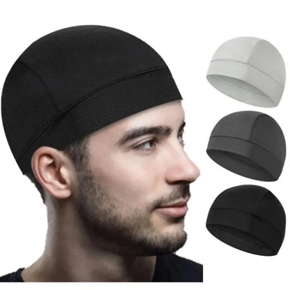 Men Women Quick Dry Breathable Mesh Skull Beanie Cap Sweat Absorbent Sports Cap Under Helmet Liner Moisture Wicking Cycling Hat