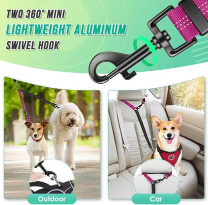 Dubbelt Hundkoppel med Bungee – Justerbar Antidrag-delare för 2 Hundar, Small–Large